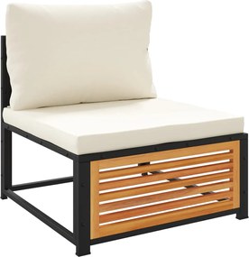 vidaXL Canapea de grădină fără cotiere, cu perne, lemn masiv acacia