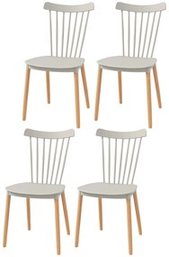 HOMCOM Set de 4 scaune stil scandinav, spătar înalt, șezut din polipropilenă, picioare din fag 48 x 52,5 x 83 cm gri | Aosom Romania