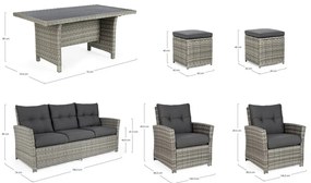 Set mobilier de grădină gri din ratan artificial pentru 6 persoane Ariel – Bizzotto