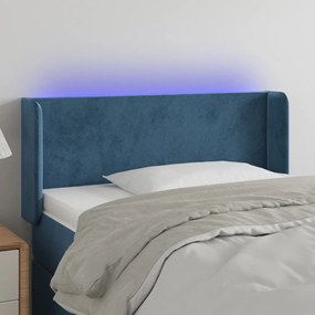 3122990 vidaXL Tăblie de pat cu LED, albastru închis, 83x16x78/88 cm, catifea