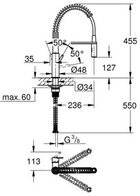 GROHE 30361000 - Baterie pentru chiuvetă GET 455 mm, crom lucios