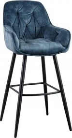 Set 2 scaune de bar Milano catifea albastru petrol