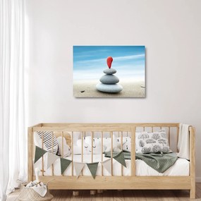 Tablou pe sticlă -Echilibru cu pietre (70x50 cm)