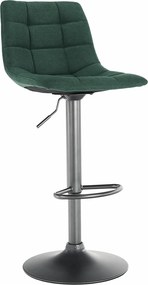 Scaun bar LAHELA, verde/negru, stofa clasica/metal, 44x50x91/112 cm