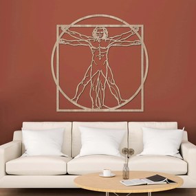 DUBLEZ | Tablou din lemn de Leonardo da Vinci - Omul Vitruvian