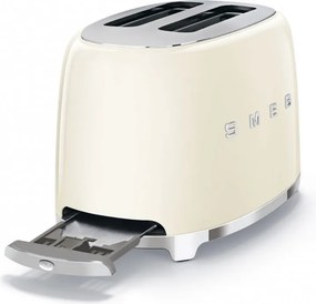 Prajitor de paine SMEG 50's Style TSF01CREU, 950 W, 2 felii, 6 trepte, Tava pentru firimituri, Cablu integrat, Otel inoxidabil, Crem