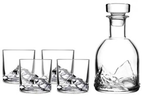 Set pahare si sticla pentru whisky LIITON L20900, Cristal, 1 L, 230-280 ml, 5 buc, Fund 3D, Transparent
