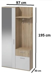 Mobilier hol set ,stejar sonoma alb,97x30x195 cm,Bortis impex