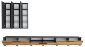 Living haaus Haga V7, Antracit/Stejar Wotan, L 360 cm