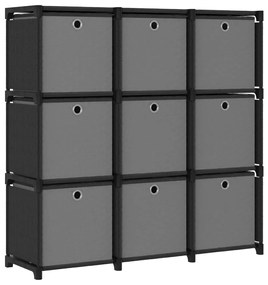 vidaXL Raft 9 cuburi cu cutii, negru, 103x30x107,5 cm, material textil