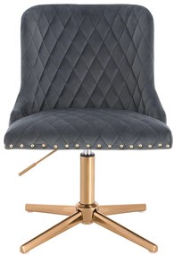 HR940CROSS Scaun Grafit din Catifea cu Bază Aurie