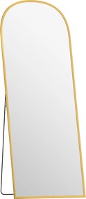 HOMCOM Oglindă Modernă de Podea și Perete din Aliaj de Aluminiu cu Suport Pliabil, 59 x 161,5 cm, Auriu | Aosom Romania