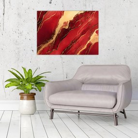 Tablou pe sticlă - Marmură roșu-auriu (70x50 cm)