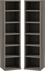 HOMCOM Bibliotecă Raft pentru CD/DVD, Set 2 Bucăți cu 12 Rafturi pentru 204 CD-uri, 21x22,5x88,5 cm, Gri Închis | Aosom Romania