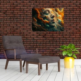 Tablou pe sticlă - Chip în Spațiu (70x50 cm)