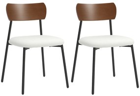 HOMCOM Set de 2 scaune de sufragerie cu șezut cu aspect de mohair, spătar curbat cu aspect de lemn, interior, crem | Aosom Romania