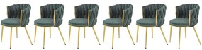 Set 6 scaune K517 velvet verde/auriu