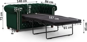 Canapea verde extensibilă cu tapițerie din catifea 148 cm York Blik – Ropez