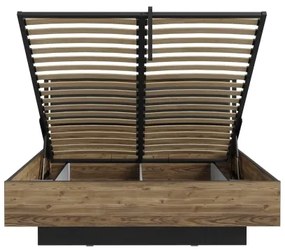 Pat dublu OREN 160x200 cm cu spațiu de depozitare maro/negru