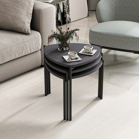 Masuta de cafea set (3 bucăți) Lenny - Anthracite