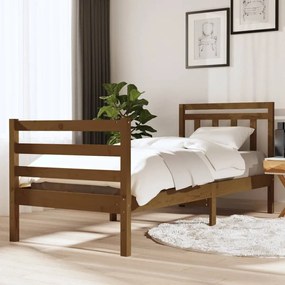 3100622 vidaXL Cadru de pat Single 3FT, maro miere, 90x190 cm, lemn masiv