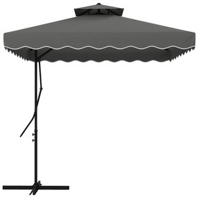 Outsunny Umbrelă Soare 2,5m Volane Duble Cruce | Aosom Romania