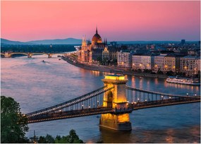 Tablou pe sticlă - Panorama orașului Budapesta, Ungaria (70x50 cm)