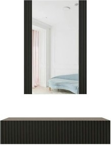 Masa de toaleta PAFOS, negru, PAL laminat, cu oglinda, 80x42x17 cm