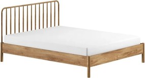 Pat matrimonial în culoare naturală din lemn de stejar fără somieră 160x200 cm Olive Spindle – Vipack