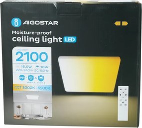 Aigostar - Plafonieră LED pentru baie, LED 18W, 230V, temperatură de culoare reglabilă 3000K–6500K, IP54, cu telecomandă