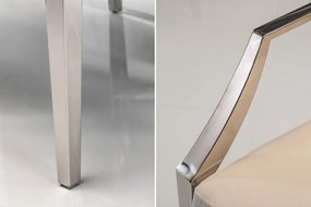 Scaun cu brate, tapiterie din catifea Modern Barock, bej / argintiu