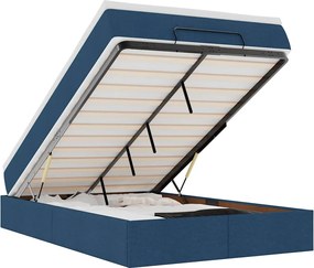 vidaXL Cadru de pat otoman cu saltea țesătură albastră 120x200cm