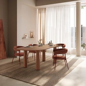 Set de scaune de sufragerie teracotă cu cotiere 2 buc. tapițat Yuri – MOME