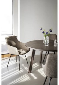 Masă de dining maro închis rotundă extensibilă cu aspect de lemn de stejar ø 130 cm Glenside – Rowico