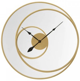 Oglinda decorativa aurie din metal cu ceas, ∅ 90 cm, Clock Mauro Ferretti