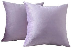 Set 2 huse pernute decorative din catifea cu fermoar, Madison, densitate 700 g/ml, Very light purple