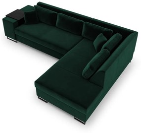 Colțar extensibil din catifea cu extensie pe partea dreaptă Cosmopolitan Design York, verde