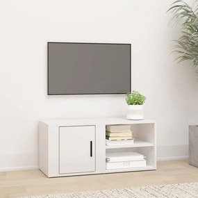 Comoda TV, alb extralucios, 80x31,5x36 cm, lemn prelucrat 1, Alb foarte lucios