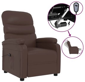 3073672 vidaXL Fotoliu rabatabil electric, maro, piele ecologică