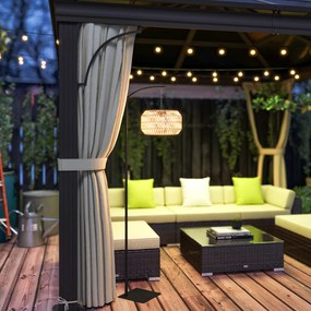 Outsunny Lampadar solar exterior rășină împletită, lampadar boem 178 cm, senzor de lumină, iluminare automată, galben | Aosom Romania