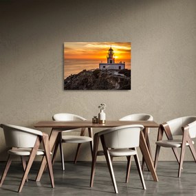 Tablou pe sticlă cu far în apus de soare (70x50 cm)