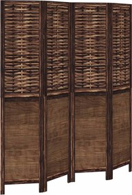 vidaXL Paravan cameră 4 panouri, maro închis, lemn masiv paulownia