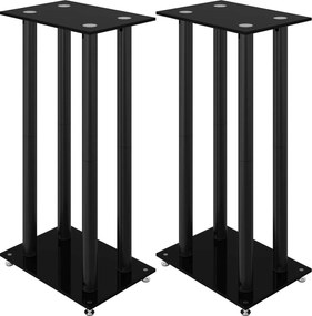 vidaXL Suporturi difuzoare 2 buc, negru, sticlă securizată, 4 stâlpi