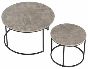 Set de doua mese de cafea, beton   negru, IKLIN