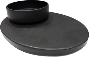 Set 48 Piese Sushi Vulcano ( 24 Platouri Sushi + 24 Boluri Vulcano) Glazura Negru Mat Carbon