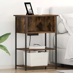 vidaXL Dulap de noapte Stejar afumat 55 x 31 x 76 cm Lemn compozit