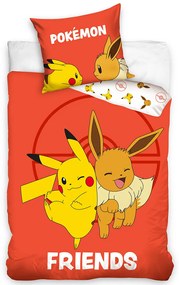 Carbotex Lenjerie de pat pentru copii Pokémon Eevee și Pikachu, 140 x 200 cm, 70 x 90 cm