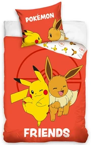 Carbotex Lenjerie de pat pentru copii Pokémon Eevee și Pikachu, 140 x 200 cm, 70 x 90 cm