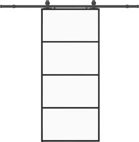 vidaXL Ușă glisantă cu set de feronerie neagră 90x205 cm Sticlă ESG