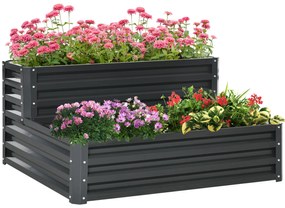 Jardiniera pentru cultivare inaltata Outsunny, otel, 120x101x58cm, gri inchis | Aosom RO